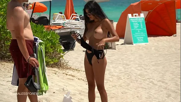 Show Huge boob hotwife at the beach new Movies